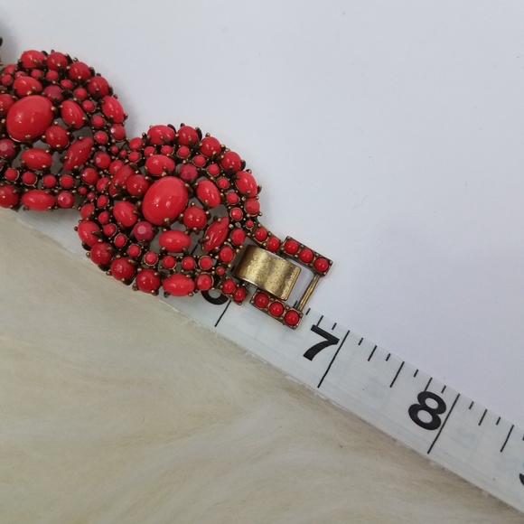 Stella & Dot Pink Bracelet Gold Tone Cuff Chunky - Picture 7 of 8